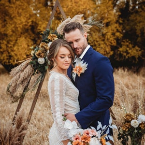 Burnt orange bridal bouquet ivory bouquet boho flower bouquet dried bridal bouquet image 3