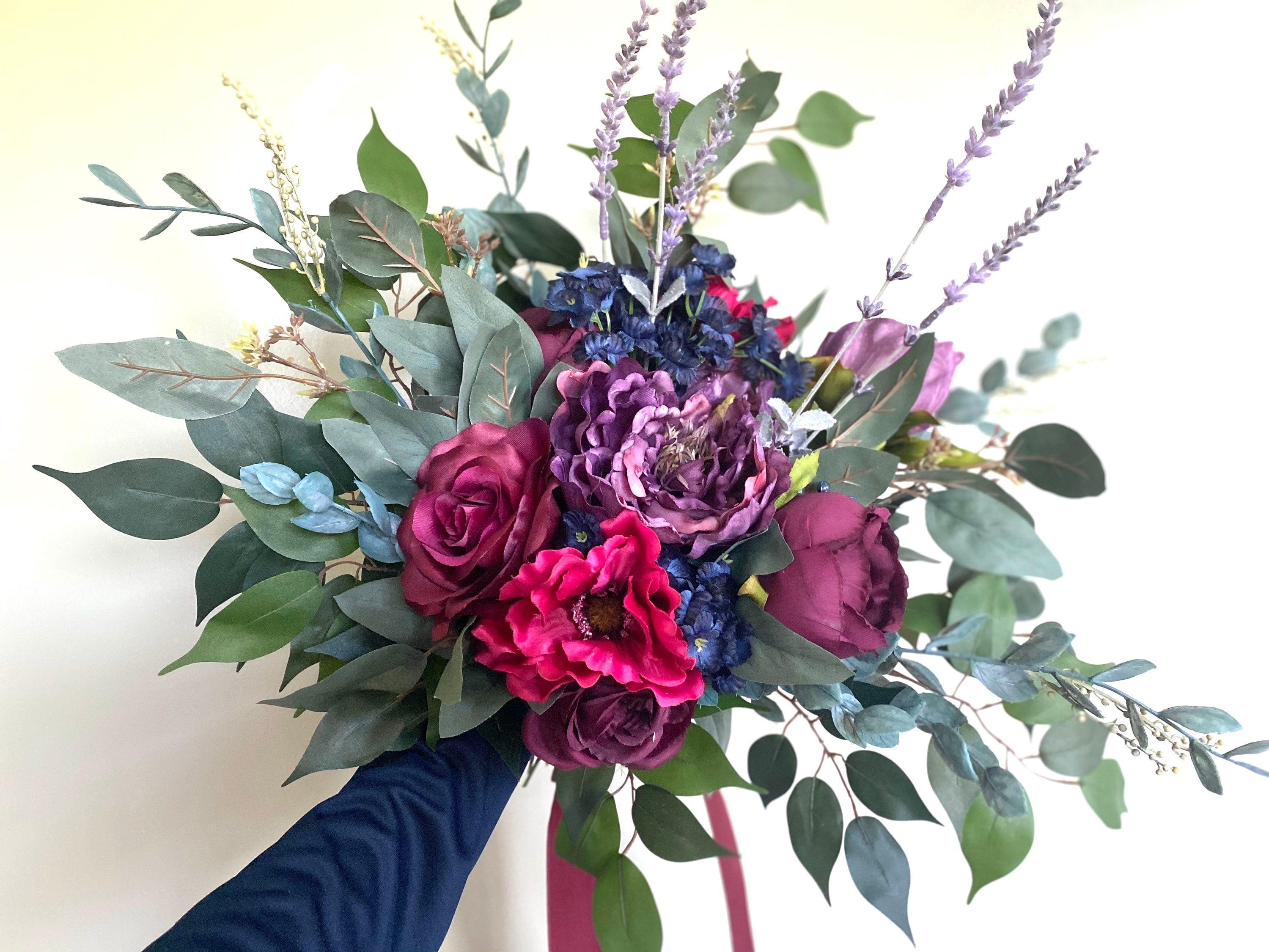 Jewel Tone Bridal Bouquet Boho Wedding Bouquet Silk Flower - Etsy