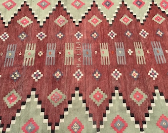 Tapete Kilim Turco Vintage, Kilim, Área Antigue Kilim Tapetes 4'9 "x 6'8" pés Tapete Kilim