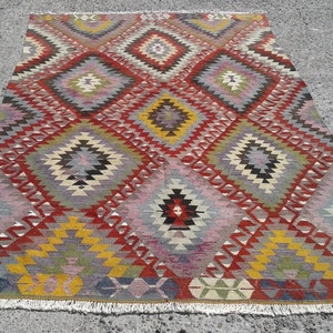 Kilim 6x9 rug - rugs for living room - bohemian kilim rug, vintage kilim, Anatolian Turkish kilim, Kelim teppich, 5&#39;7&quot; x 9&#39;2&quot; ft