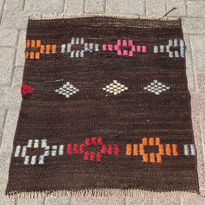 3 x 3 ft handgemachter kleiner türkischer Kelim Teppich - Boho Kelim Teppich - Vintage Kelim Teppich - Anatolischer türkischer Teppich