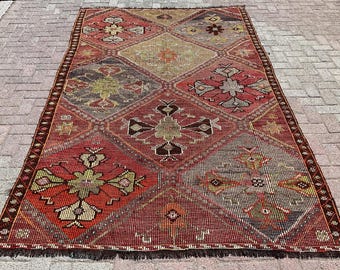 15x23 cm stor kelimmatta, broderad matta, vintage turkisk kelim, bohemisk matta, teppich kelim, 180 x 250 cm, mattor för vardagsrum