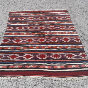 Handmade Turkish Kilim Rug,Anatolian Turkish Viintage Kilim Rug 4&#39;10&quot;x7&#39;6&quot; inches