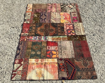 Area small doormat Patchwork rug for hallway, wool rugs, rugs runner, rug for livingroom,
