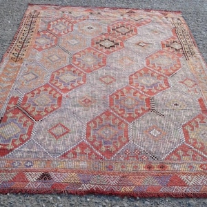 6x9 Turkish kilim rug, bohemian kilim, vintage kilim, Anatolian Turkish rug, Kelim teppich, 5&#39;7&quot;x 8&#39;11&quot;ft, rugs for living room