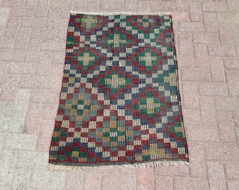 Small Kilim red Rugs for living room, Kelim Teppich, Handmade Rug, Vintage rug, Area Rug, bohemian rug, kilim rug, 2'8” x 3’7” ft