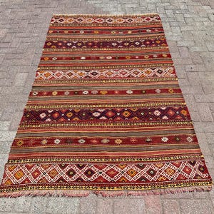 5x7 Kilim rug, Vintage kilim rug, large kilim rug, kilim rug for livingroom, bedroom rug, Teppich Kelim, 4&#39;5”x 7&#39;5&quot;ft, rugs,