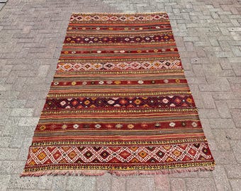 5x7 Kilim rug, Vintage kilim rug, large kilim rug, kilim rug for livingroom, bedroom rug, Teppich Kelim, 4'5”x 7'5"ft, rugs,