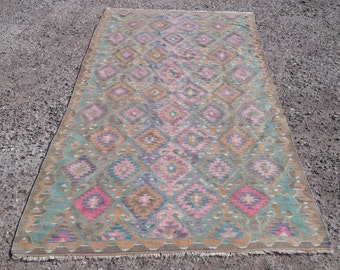 6x12 Vintage turkisk kelimmatta, Mattor för vardagsrum, Löparmattor, överdimensionerad stor matta, 165 cm x 3,68 m, teppich kelim, boho matta