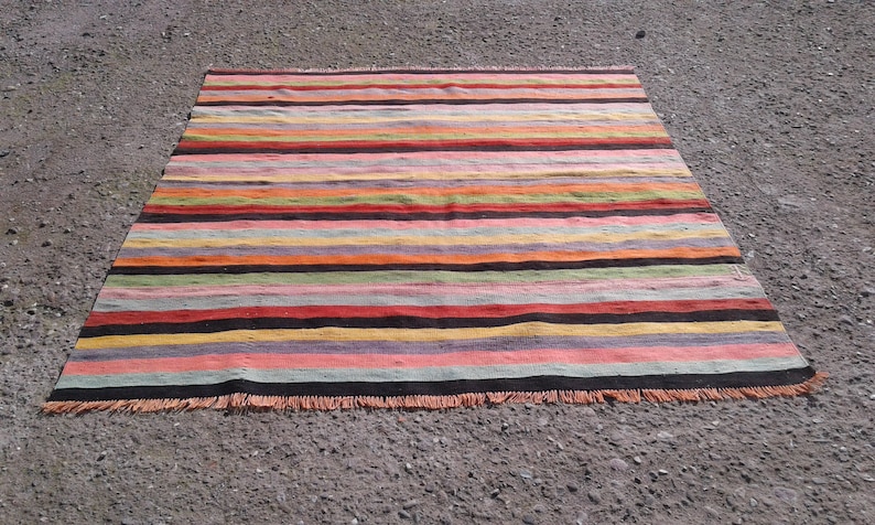 bohemian kilim rug,vintage kilim rug,Anatolian Turkish rug,Kelim rug Turkish kilim rug Turkish Kilim 6/'5x 7/'1ft kilim Rug