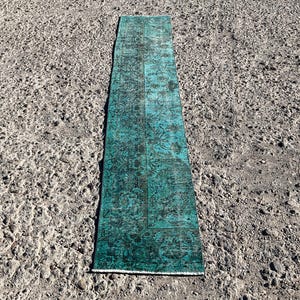 2x10 runner overdyed Area Rug, Rugs for living room, 1.10 x 9.8 ft, Vintage Rug, Teppich,