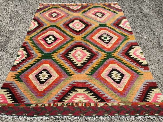 Tapis de kilim turc, tapis vintage grand espace, tapis kilim pour le salon, tapis kilim, tapis turc Anatolie, Kelim teppich, Tapis, 5'11"x 8'8"ft,