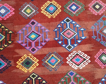 6x9 Rare Turkish kilim rug - kilim rug - vintage kilim rug - Anatolian Turkish rug 6'1" x 9'10"