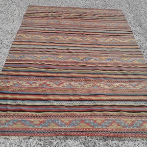 5x8 Handmade Turkish Kilim Rug, Anatolian Turkish Vintage Kilim Rug, Rugs for living room