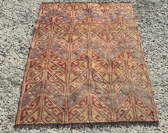Turkish Kilim Rug|3.10"x4.10"ft| Vintage Kilim Rug|Kilim Rug|Area Rug|Rug for bedroom|Turkish Kilim|Kelim|