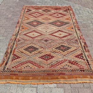 6x9 kilim Rug - rugs for living room, Tribal wool Kilim, Rug, bohemian carpet kilim, kilim rug runner, 5&#39;7”x 9’7”, Kelim teppich