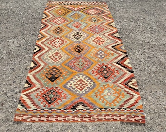 Handgefertigter Vintage Kelim Teppich, Kilim Teppich, Kelim Teppich, 150x300cm, Wollteppich, Wohnzimmerteppich, Kelim Teppich