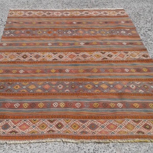 5x7 Handmade Turkish Kilim Rug, Anatolian Turkish Vintage Kilim Rug 5&#39;2&quot;x7&#39;8&quot;