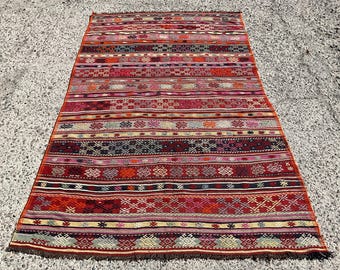 6x9 Large kilim rug | Area kilim rug | vintage kilim rug | Rug for livingroom | Kelim teppich | Turkish Kilim | 5'2" x 9'7"ft | Bedroom Rug