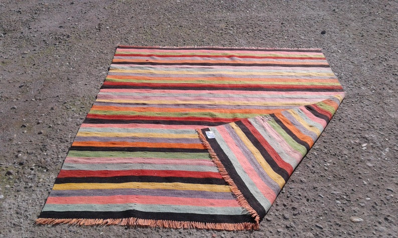 bohemian kilim rug,vintage kilim rug,Anatolian Turkish rug,Kelim rug Turkish kilim rug Turkish Kilim 6/'5x 7/'1ft kilim Rug