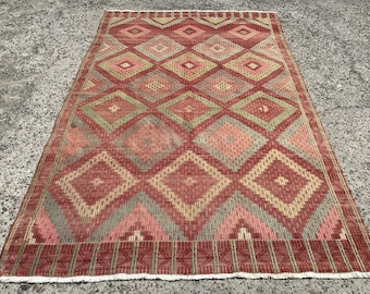 Vintage türkische Kelim Teppich, Läufer, Kelim Teppich, 15'9 ''x 10'2', türkischer Kelim für Wohnzimmer, Teppich kelim,