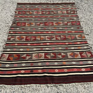 Turkish kilim rug ,  kilim rug,vintage kilim rug,Anatolian Turkish, rug,Kelim teppich ,Turkish Kilim 4&#39;10&quot;x 7&#39;3&quot;ft  kilim Rug