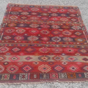5x7 Striped Handmade Turkish Kilim Carpet Vintage Kilim Rug 4&#39;10&quot;x6&#39;9&quot;