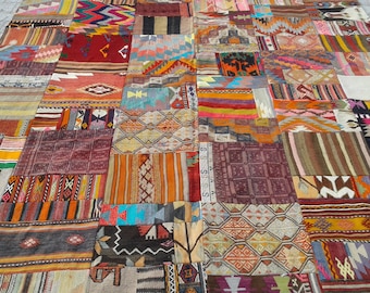 8x12 Turkish Patchwork Area kilim rug, bohemian rug | patchwork rug | Turkish rug | Rug for livingroom | 8'4" x 11’7" ft