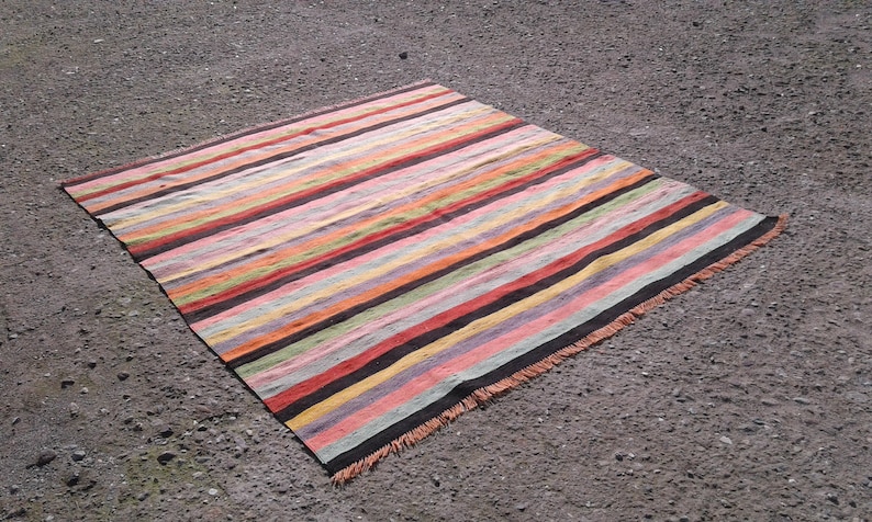 bohemian kilim rug,vintage kilim rug,Anatolian Turkish rug,Kelim rug Turkish kilim rug Turkish Kilim 6/'5x 7/'1ft kilim Rug
