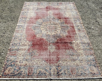 Red Area rug, turkish rug, vintage area rugs, kilim rugs, wool rugs, rugs runner, 5'2"x 8' ft, rug for living room, Kelim teppich,