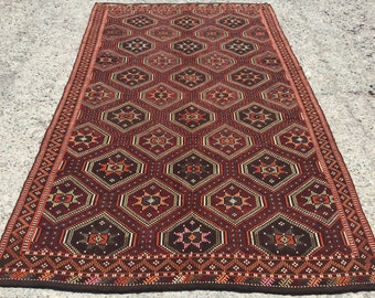 Vintage türkischer Kelim, Türkischer Kelim Läufer, Teppich für Wohnzimmer, Kelim Teppich für Schlafzimmer, 200x300, Küchen Kelim,