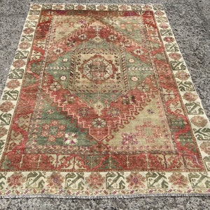 Rare 5x7 large Turkish Area Rug, Vintage Rug, Turkish Area rug, handwoven rug, natural wool rug, Kilim rug, living room rug, 5&#39;1&quot;x 7&#39;6&quot; ft,