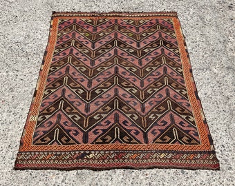 100x150 Kelim Teppich Vintage Türkischer Kelim, Kilim Teppich 1'70x5'11 Zoll, Vorleger fürs Schlafzimmer
