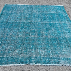 6x9 Blue Overdyed carpet Area rug, vintage turkish rugs, decorative area rugs, handwoven rugs, natural wool rugs, rugs runner, 6'1"x 8'9" ft