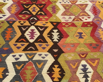 Vintage ull Kelimmatta – Turkisk boho-matta 1,5 x 2,4 cm