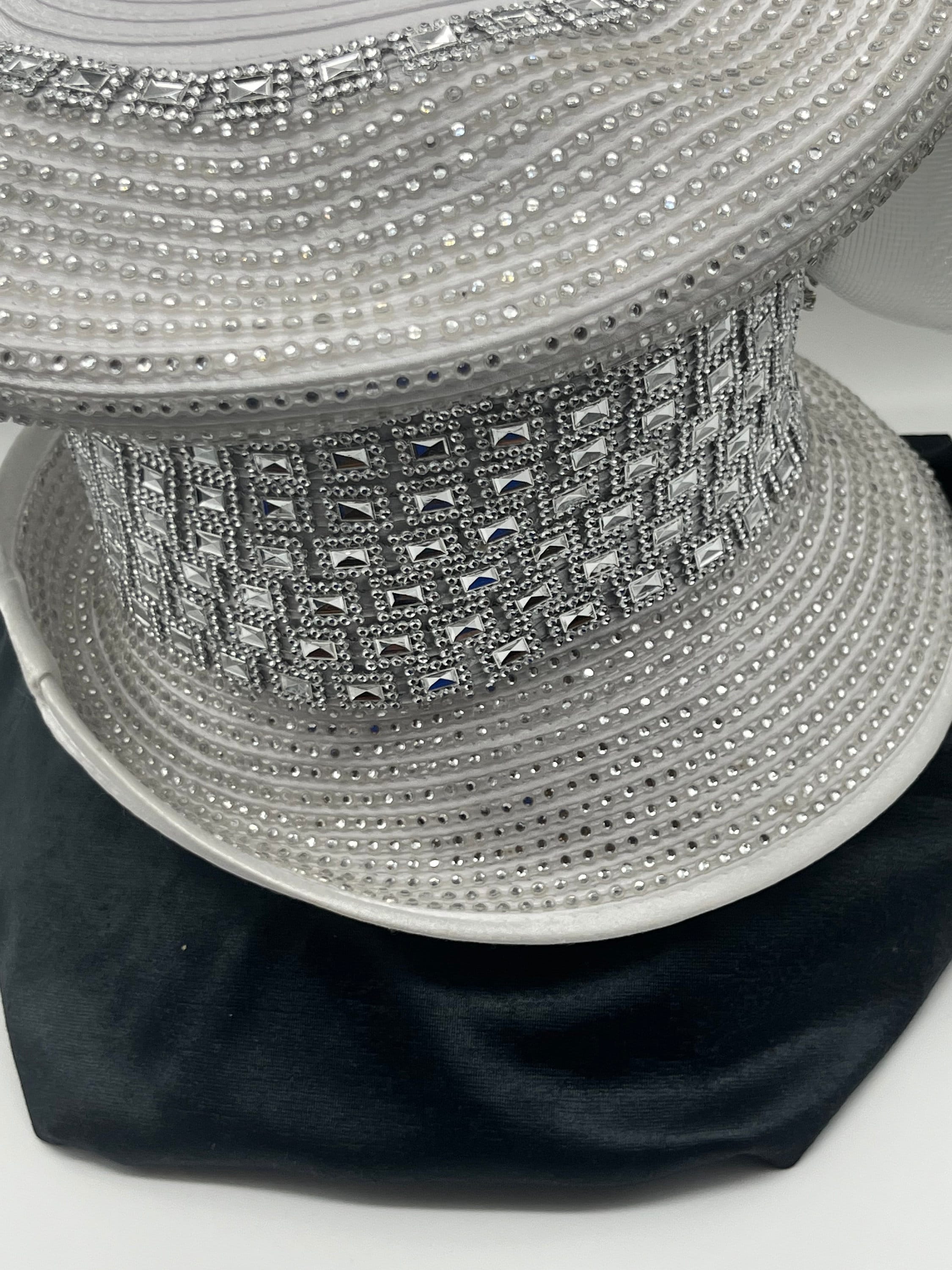 Classic Sophisticated British Royal Styled White Hat Rhinestone Brooch Church Women Derby Church Dress Fascinator Wide Brim Hats 1920s  main image 4