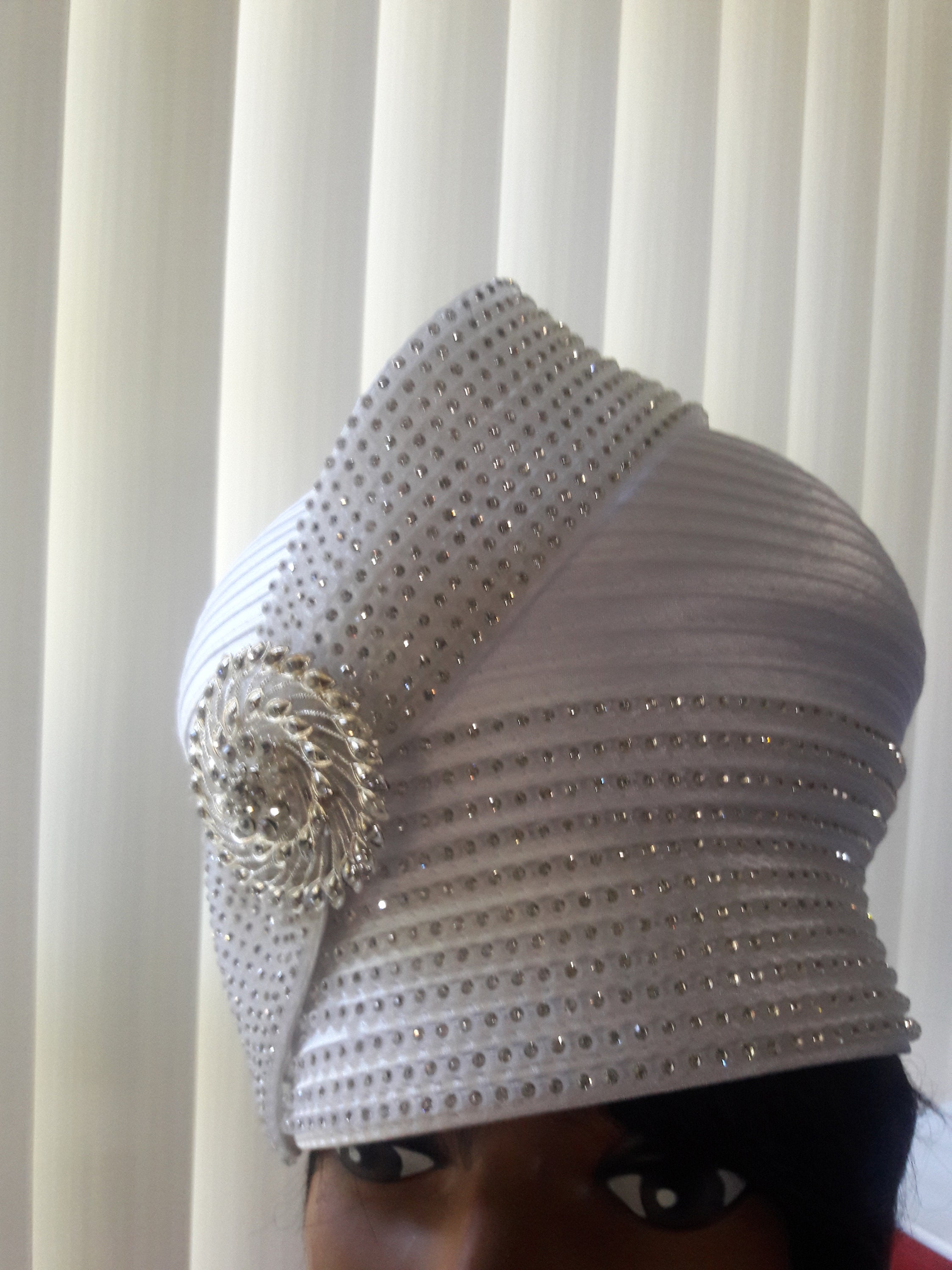 White church hat fancy crown rhinestone trim rhinestone silver Etsy