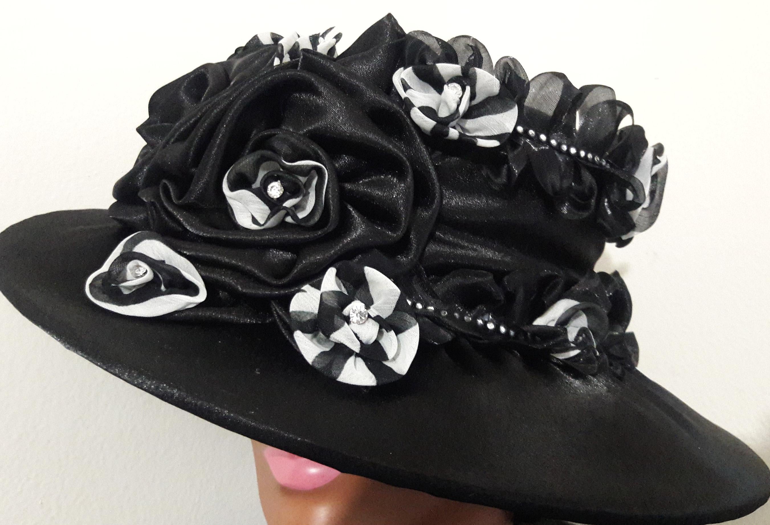 Anita Porritt Black Velvet Bow Hat Stunning Rhinestone Accent Designer Millinery Rhinestone Grief Hat - Etsy main image 2