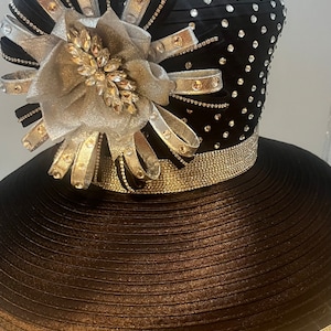 Champagne Italy Hat Fascinator Womens Brown Taffeta Rhinestone Derby Church Derby Church Hats Women main image 2