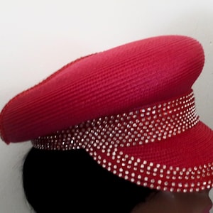 Pink church hat small brim straw rhinestone trim derby garden tea party mother&#39;s day birthday Christmas Easter conference convention cogic