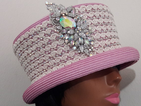 Pink Church Hat Small Brim Women Fancy 
