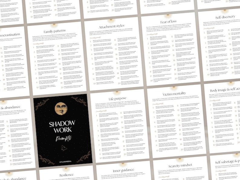 Shadow Work 680 Prompts | Inner Child Healing Anxiety Relationships Self-Therapy | Spiritual Digital Workbook | Shadow Work Journal Basics image 4