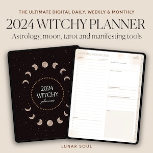 2024 Digital Witchy Planner | Astrology, Moon, Tarot, Manifestation, Grimoire Pages | Monthly, Weekly, Daily Planner | For iPad, GoodNotes