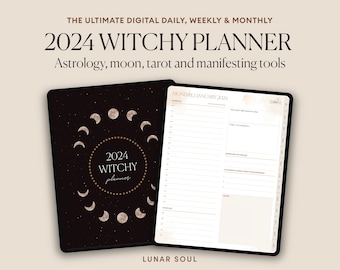 2024 Digital Witchy Planner | Astrology, Moon, Tarot, Manifestation, Grimoire Pages | Monthly, Weekly, Daily Planner | For iPad, GoodNotes