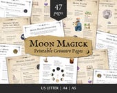 Moon Journal Grimoire Pages: Lunar Spells, Moon Phases, Rituals, Correspondences (Printable PDF)