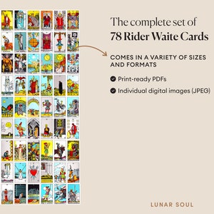 Tarot Card Stickers 78 Rider Waite Cards for Beginner and Advanced Witch Digital Witchy Printable Stickers afbeelding 2