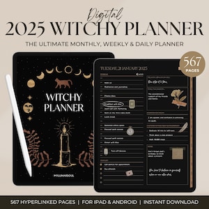 2025 Witchy Digital Planner | Yearly, Monthly, Weekly, Daily Planner | Moon, Astrology, Tarot Journal | Digital Grimoire for iPad, GoodNotes