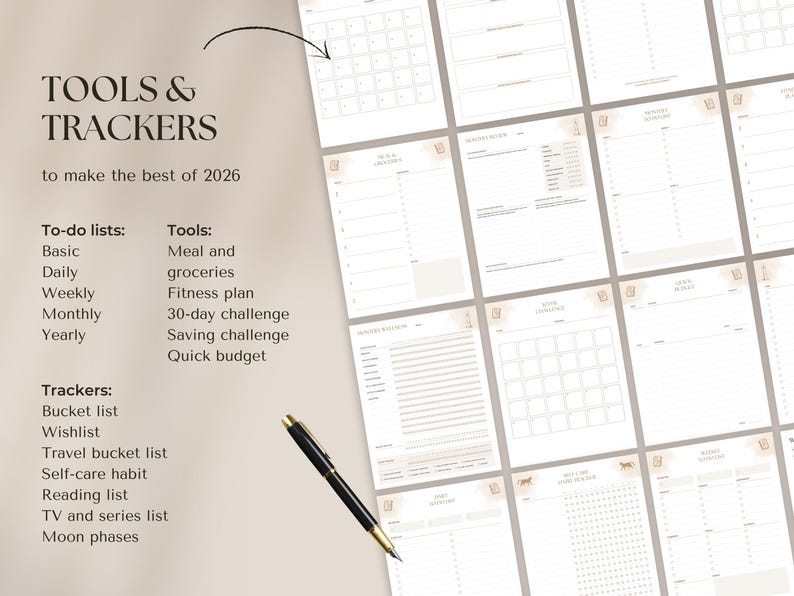 2026 Witchy Planner: Astrology, Tarot Journal, Moon Calendar (Printable Calendar 2026 PDF) image 10
