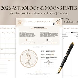 2026 Witchy Planner: Astrology, Tarot Journal, Moon Calendar (Printable Calendar 2026 PDF) image 4