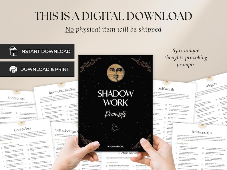 Shadow Work 680 Prompts | Inner Child Healing Anxiety Relationships Self-Therapy | Spiritual Digital Workbook | Shadow Work Journal Basics image 10